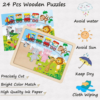 Puzzles for Kids Ages 4-6, Set of 4 Packs with 24-Piece,Preschool Educational Brain Teaser Toys for Boys and Girls 3-8 Years Old