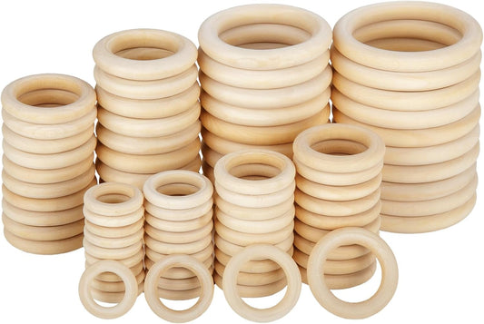 wugongshan 80 Pieces Natural Wood Rings, Unfinished Smooth Wooden Rings Circles, Wooden Hoops Without Paint for Crafts, Jewellery Making, Crafts, Pendants, DIY Connectors (2/2.5/3/3.5/4/4.5/5/5.5cm)