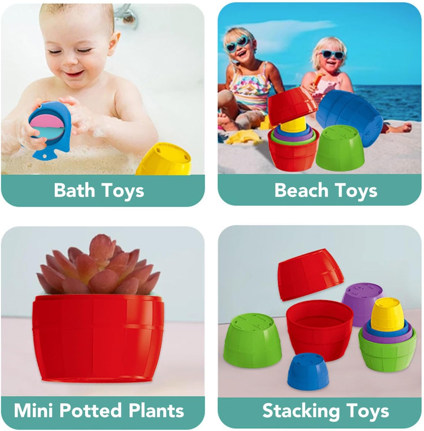 Kikumi 10 Pieces Nesting Stacking Cup Brain Training Educational Interactive Stacking Cup Toy for Toddlers