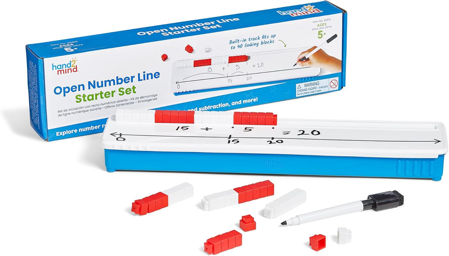 hand2mind Open Number Line Starter Set, White Board Dry Erase Number Lines for Students, Teaching Addition and Subtraction, Educational Math Manipulatives, Classroom Supplies for Teachers Elementary