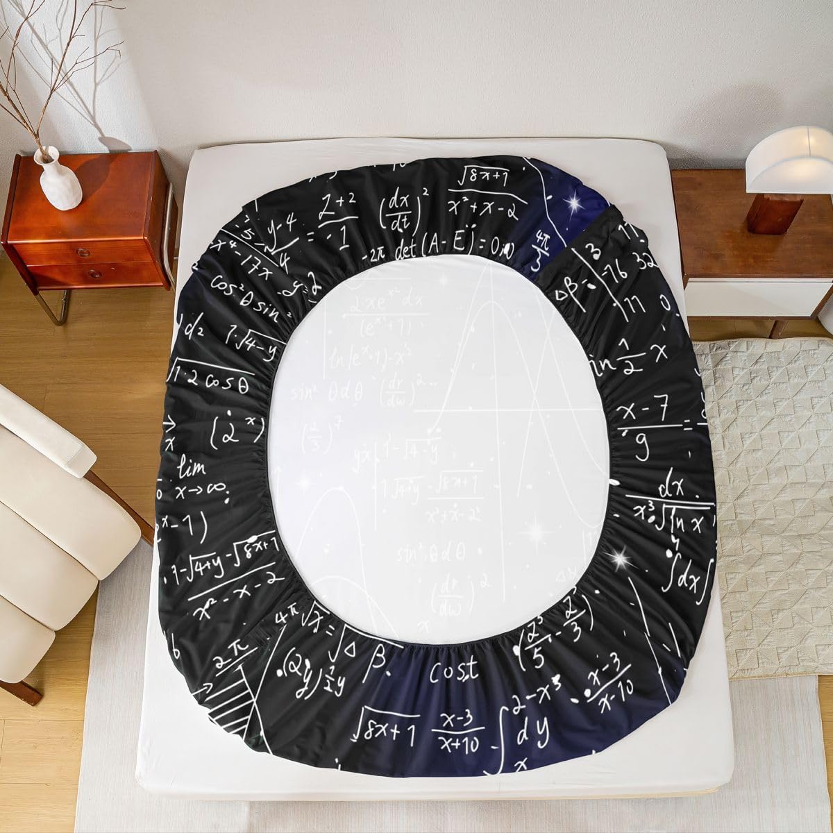 Erosebridal Chemistry Lab Fitted Sheet Twin Size Chemical Equation Bed Sheets for Boys Girls Chemical Elements Science Theme Bed Set Teens Kids Science Students Bedding Set School Dorm Room Decor