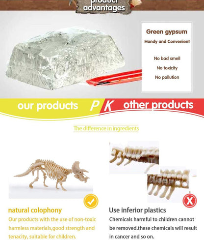 Dinosaur Excavation Kits for Kids,Dino Dig Kits T-Rex,Triceratops and Diplodocus,Dinosaur Fossil Excavation Kits,Children's Popular Science Education Toys - Dinosaur DIY Toys（Three-Piece Suit）