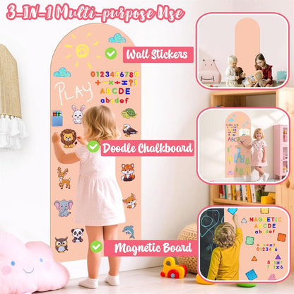 8 PCS Magnetic Wall Decals for Kids Magnetic Chalkboard Peel and Stick Magnet Sheets Board Sticker Tangram Puzzle Self Adhesive Contact Paper Dry Erase Blackboard for Playroom Homeschool 15.7"x10.4"