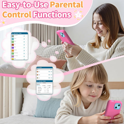MOMILLA Kids Smart Phone Toys for Girls, 3.97” Touchscreen, Dual Cameras with Stickers, 200+ Games & 16GB Storage, Christmas Birthday Gifts for Kids Age 3-10, Educational Mini Toddler Play Phone Toy