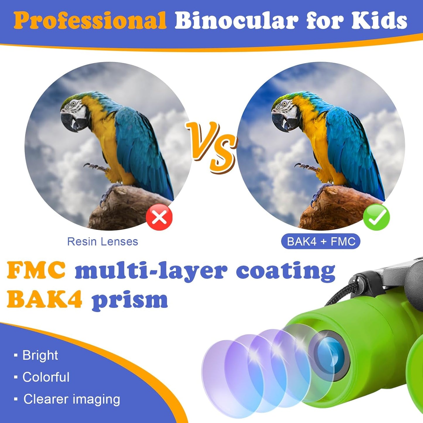 Real Binoculars for Kids Gifts for 3-12 Years Boys Girls 8x21 High-Resolution Optics Compact Toy Binocular for Bird Watching,Travel, Camping