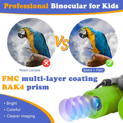 Real Binoculars for Kids Gifts for 3-12 Years Boys Girls 8x21 High-Resolution Optics Compact Toy Binocular for Bird Watching,Travel, Camping