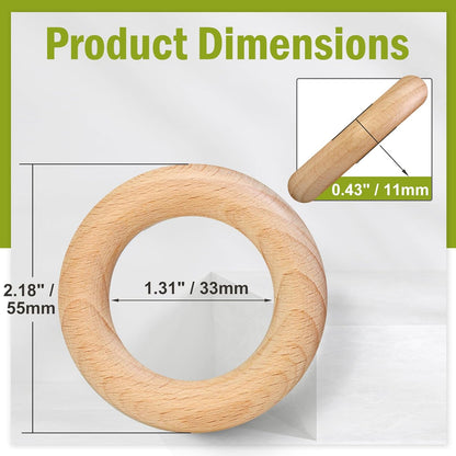 FoDau770 5pcs Natural Beech Wooden Rings, Unfinished Solid Wood Rings Heavy Duty Wood Circles, Macrame Craft Circles for Party, Home Decor & DIY Making - Outer Diameter: 3 Inch