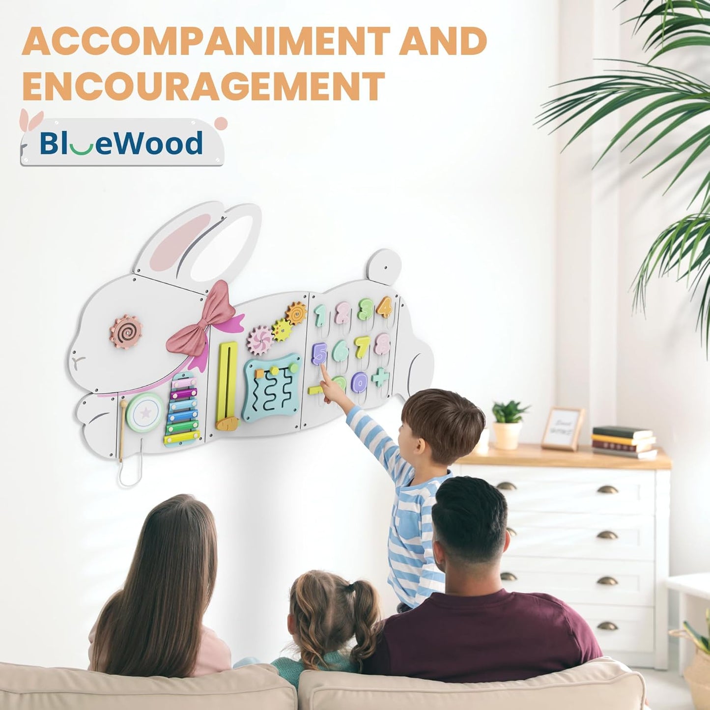 BlueWood Wooden Wall Busy Board Panels, Toddler Learning Activity Center, Montessori Philosophy Sensory, Educational Toys, Conducive to All-Round Development - Whale