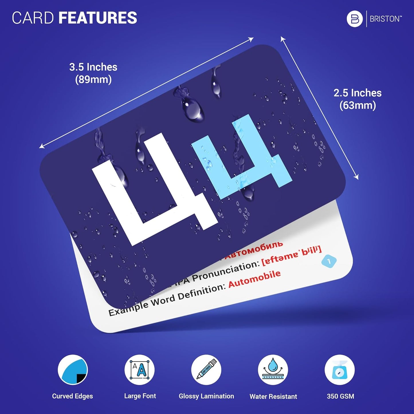 Briston Russian Alphabet Flash Cards – Learn Cyrillic Letters with Pronunciation & Transliteration – Educational Language Learning Flashcards for Kids & Adults, 33 Cards + Alphabet Chart