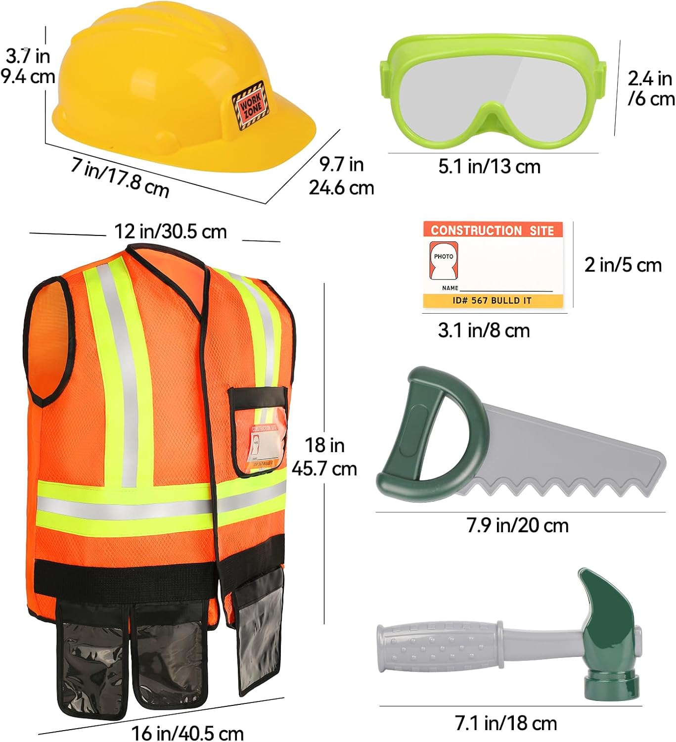 Liberry Kids Tool Set for Boys Girls 3-5 Years, Construction Worker Costume with Hat, Toddler Dress Up Toys for Birthday Gift