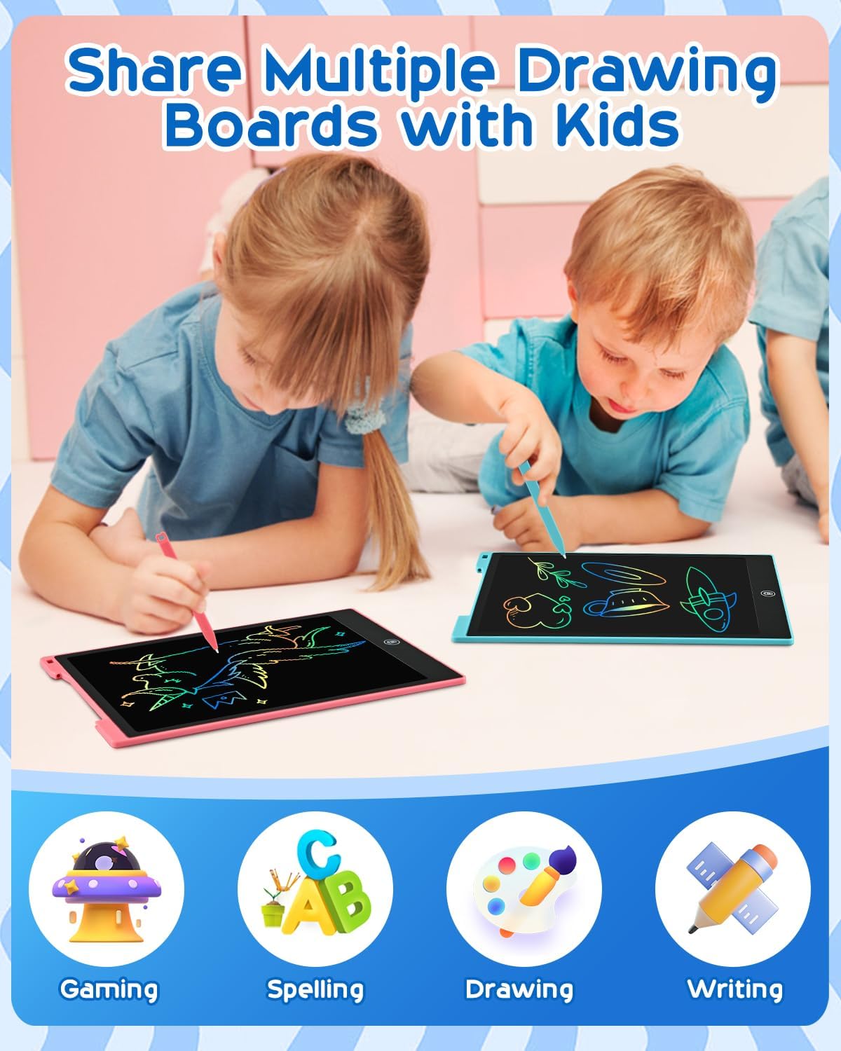 cimetech Toddler Girl Gifts, LCD Writing Tablet 2 Pack, Kids Toys for 3 4 5 6 Year Old Boys, 8.5 Inch Drawing Pad Painting Coloring Books, Travel Essentials Activities, Birthday Gifts Toddler Age 1-3