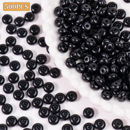 500PCS 8mm Acrylic Lentil Beads, White Abacus Beads Loose Beads for Crafts, Acrylic Spacer Beads for Jewelry Bracelet Necklace Making, Beads for Pens Charms Crafts, Small