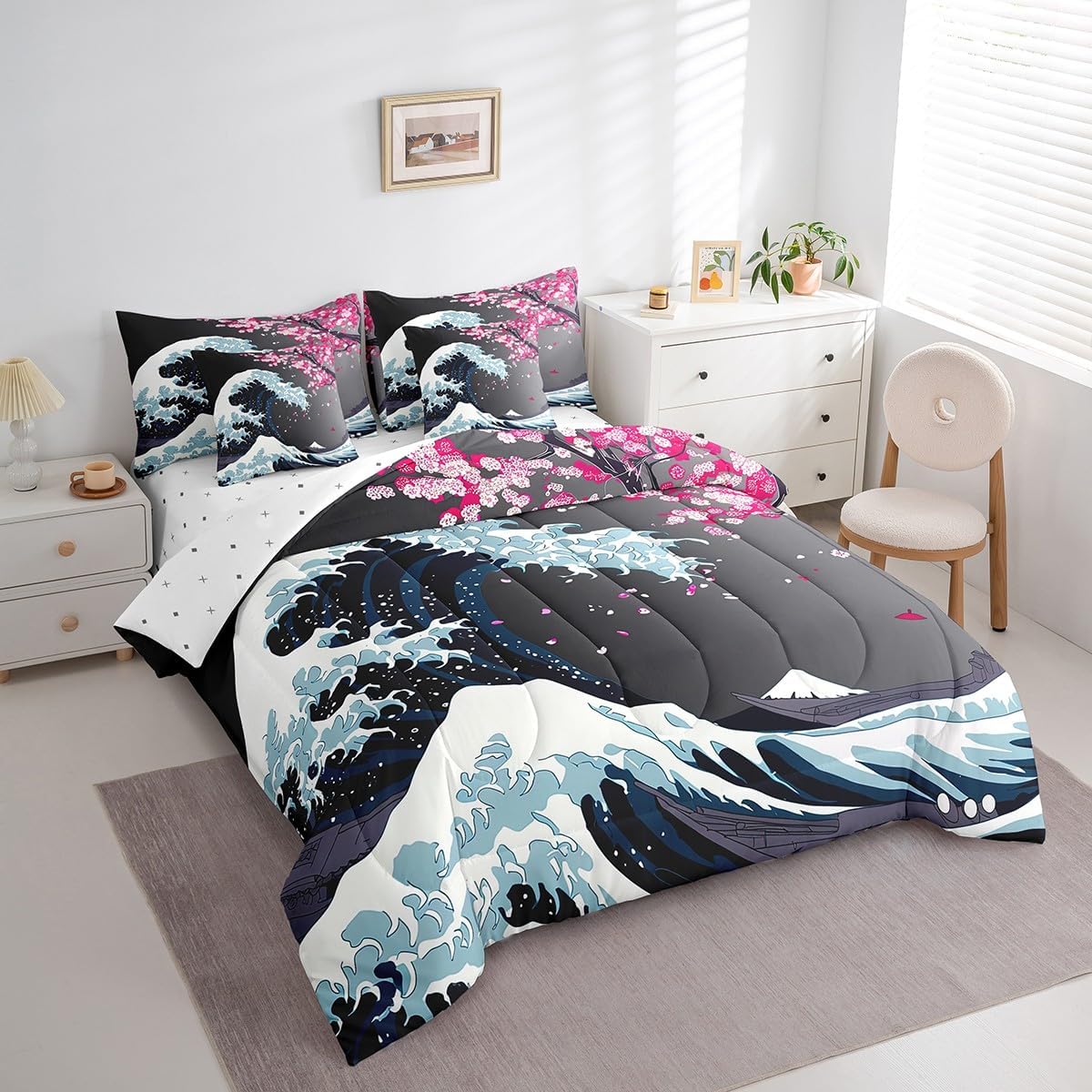 Erosebridal Chemical Equation Bed in a Bag Queen Comforter Set 7 Piece,Chemistry Bedding Sets Science Students Learning Gift Sheet Set with Comforter,Molecular Formula Education Bed Set - Colors B
