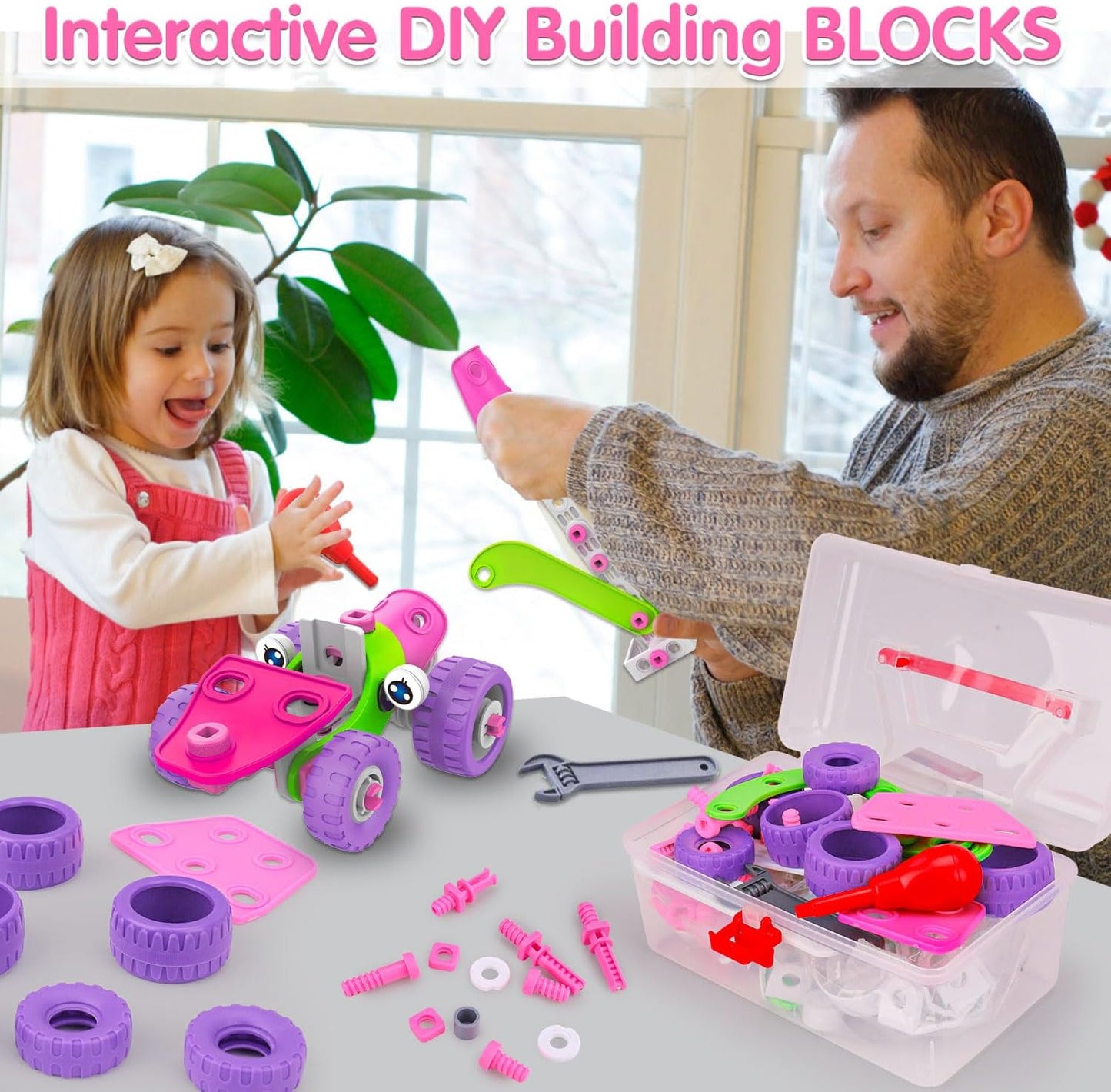 STEM Toys for 4 5 6 7 8+ Year Old Girl Birthday Gifts Pink Educational Building Toys for Kids Ages 4-8 5-7 8-10 Stem Activities Construction Toy for Girls 4-6 6-8 Creative Games Holiday Idea Gift