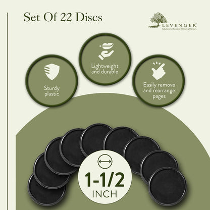 Levenger Circa Discs Binder Rings for Discbound Notebooks System, 22 Pack, Black, 2-Inch