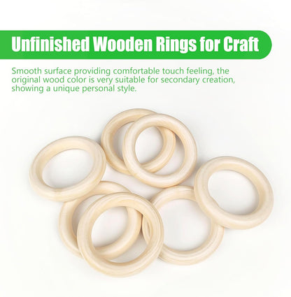 20 Pcs Unfinished Wooden Rings for Crafts, 70mm/2.7inch Natural Wood Rings Without Paint, Macrame Rings for DIY, Jewelry Making