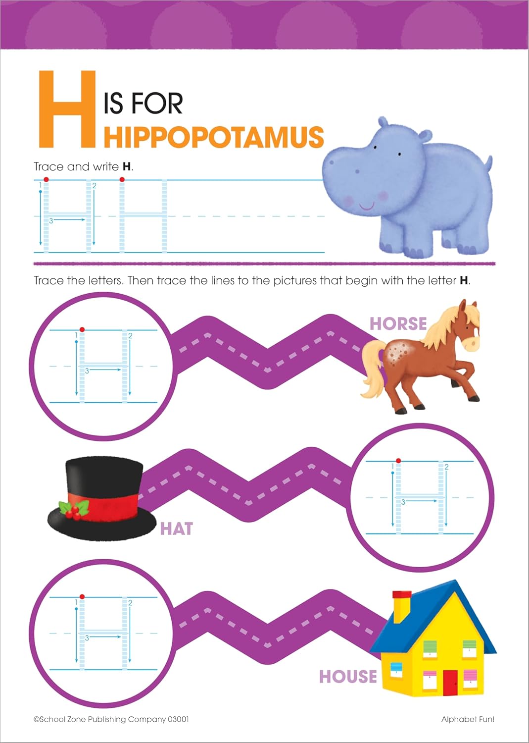 School Zone Alphabet Fun! Write & Reuse Workbook: 26 Wipe-Clean Pages, Preschool, Kindergarten, Write-On Learning, Write and Wipe, Alphabetical Order, Phonics, Printing & Tracing Letters, Ages 4-6