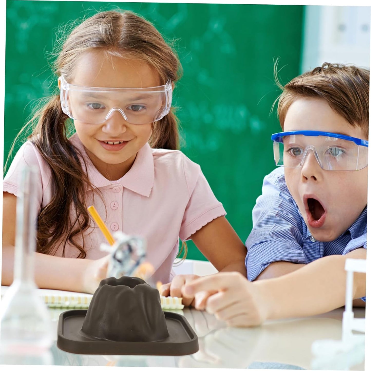 Toddmomy 25Pcs Volcano Science Kit, Plastic Volcanic Eruption Model for Kids STEM Education, Reusable Classroom DIY Experiment Prop