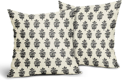 Sage Green Blue Floral Block Print Pillow Covers 18x18 Set of 2 Spring Flower Pattern Decorative Throw Pillowcases Outdoor Rustic Farmhouse Square Cushion Cases Decor for Home Couch Sofa Bed