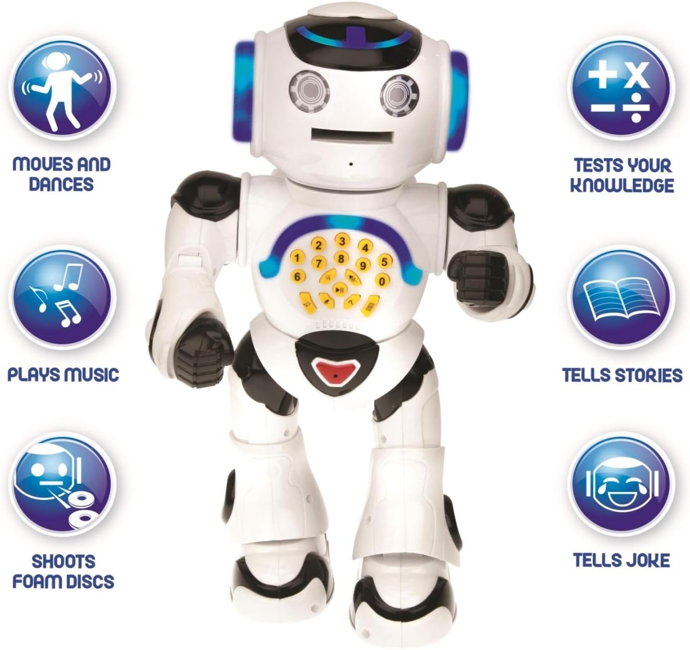 LEXiBOOK, Powerman Neo, My Robot Full of Technology, Remote Control and Gesture Control, Educational Activities in English, Programmable, Music and Dance, Sound and Light Effects, Blue/White, ROB18EN