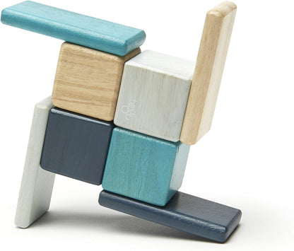 8 Piece Tegu Pocket Pouch Magnetic Wooden Block Set, Tints