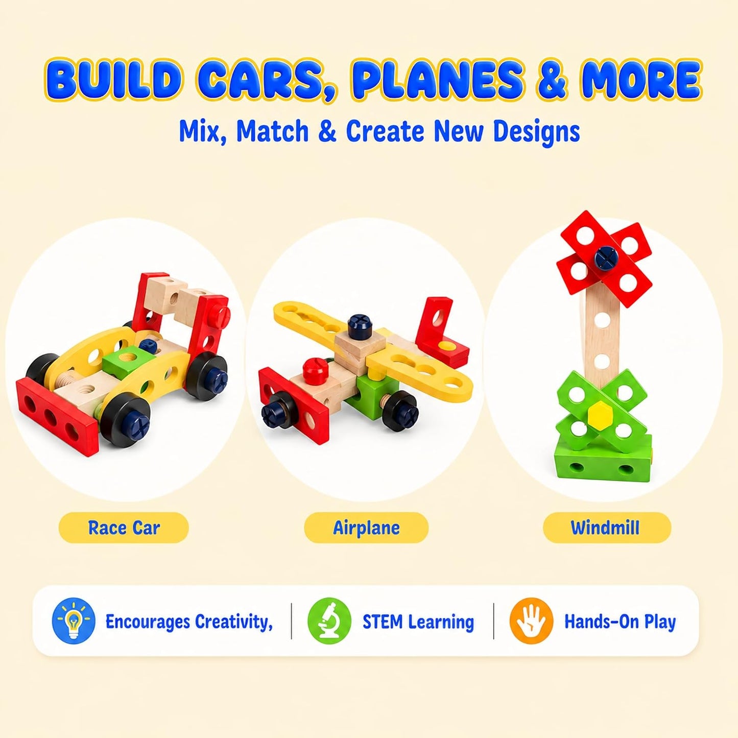 Kids Tool Set with Drill, Montessori Toys for 2 3 4 5 6 Years Toddler Toys Kids Toys, 41 Pcs Wooden STEM Construction Learning Pretend Play Games, Birthday Gift for Boys Girls