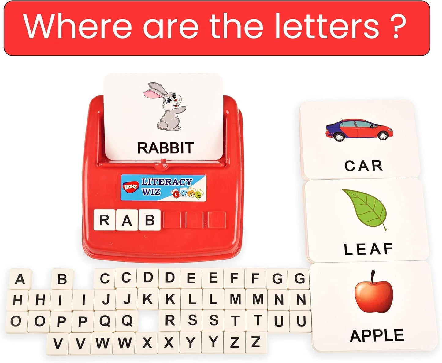 BOHS Literacy Wiz Fun Game - See and Hide Spell - Lower Case Flash Cards - Preschool Language Learning Educational Toys