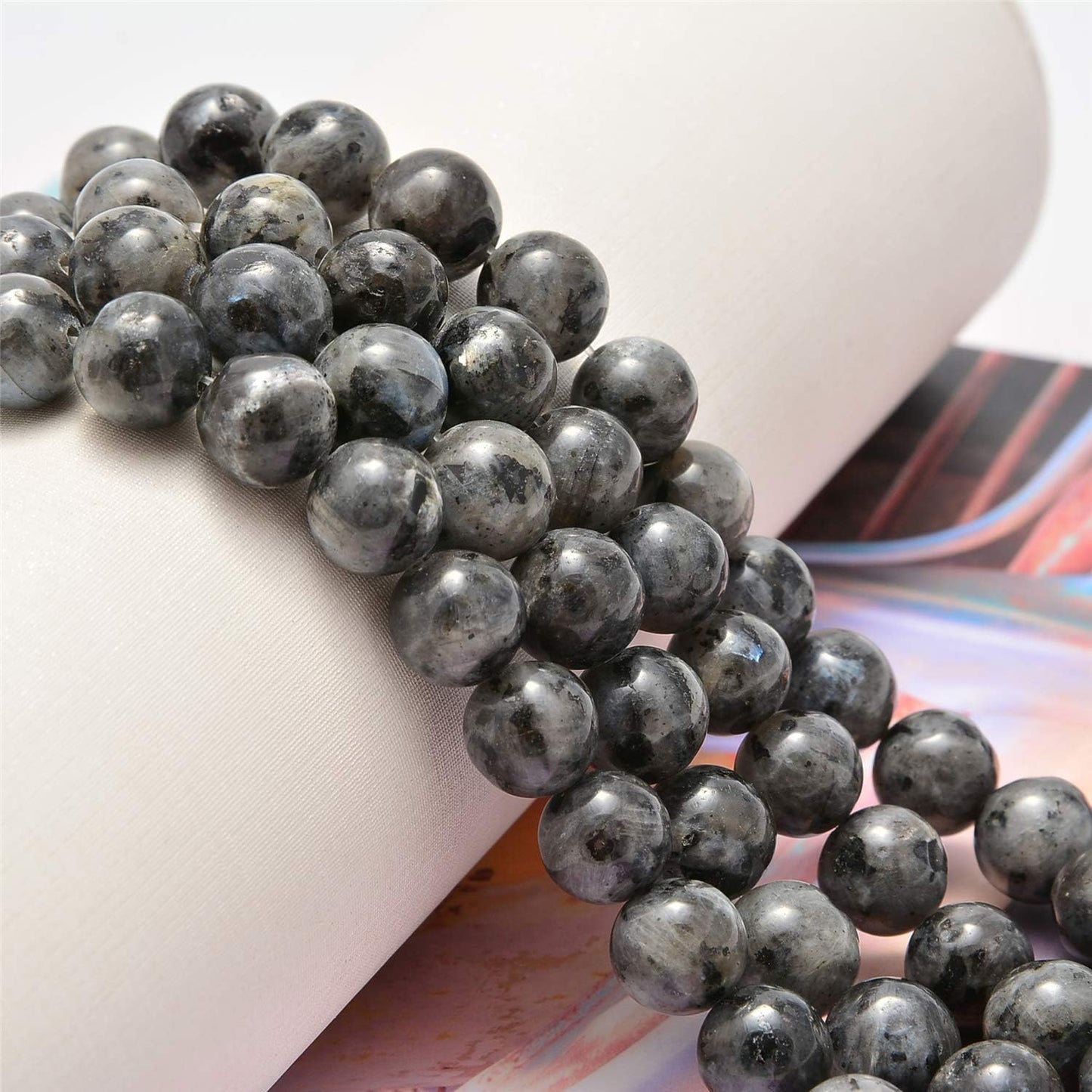 NCB 100pcs Original Natural Stone Beads Gemstone Round Loose Beads 6mm 8mm 10mm (Blue Aventurine, 6mm 100Beads) - Colors B