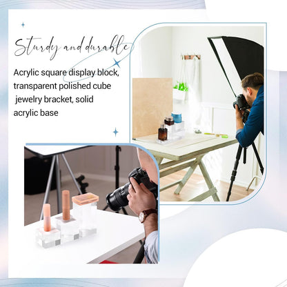 Marsui 10 Pcs Acrylic Cubes for Display Product Photography Props Transparent Acrylic Block Set for Boutique Jewelry Cosmetic Crafts Closet Show(Square, 10 Sizes)