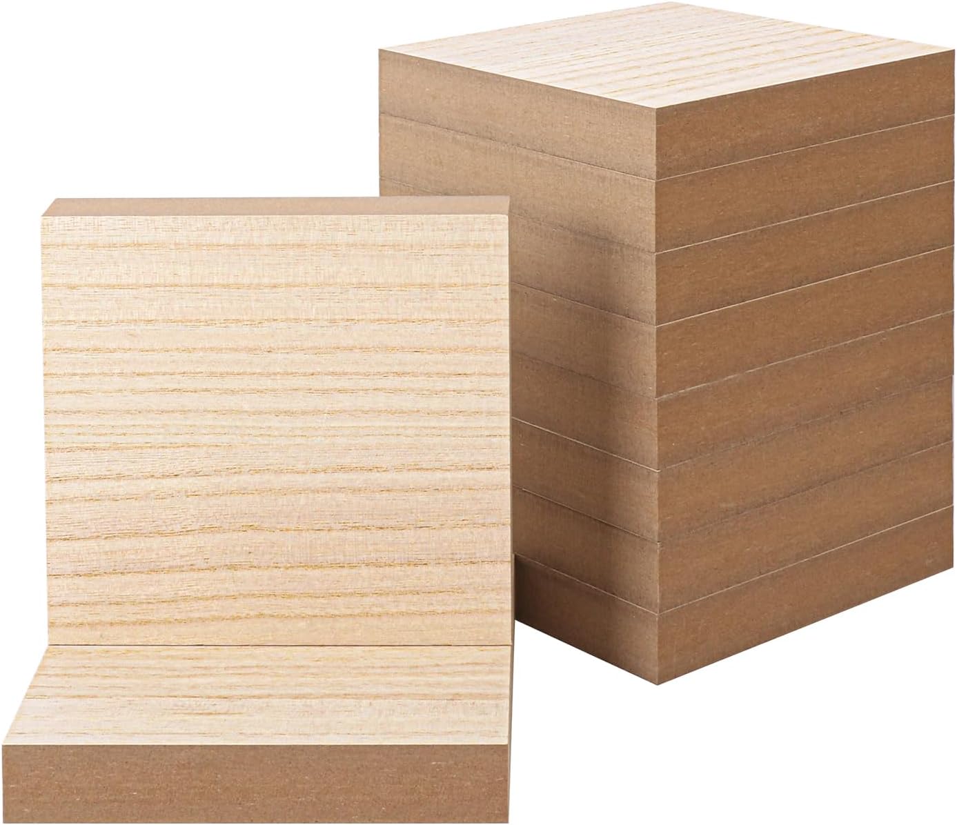 10 Pack Unfinished MDF Wood Rectangle Blocks, 3 x 10 Inch Wooden Blocks for Crafts, DIY Projects, and Custom Decor