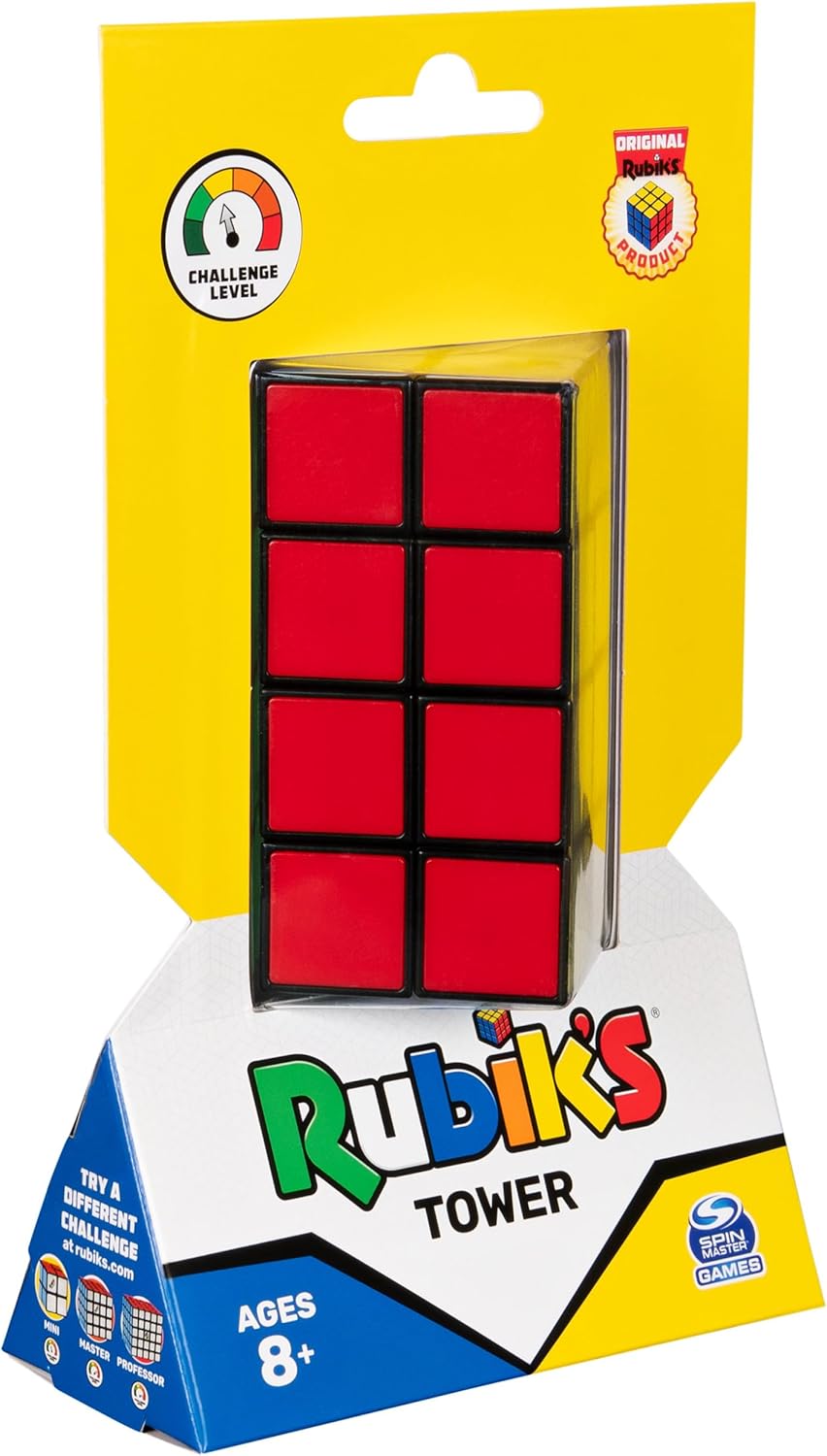 Rubik’s Cube, Tower 2x2x4 Complex Problem-Solving Brain Teaser, Classic Color-Matching Puzzle, Fidget Toy, Sensory Puzzle for Adults, Teens, Kids, Ages 8 & Up