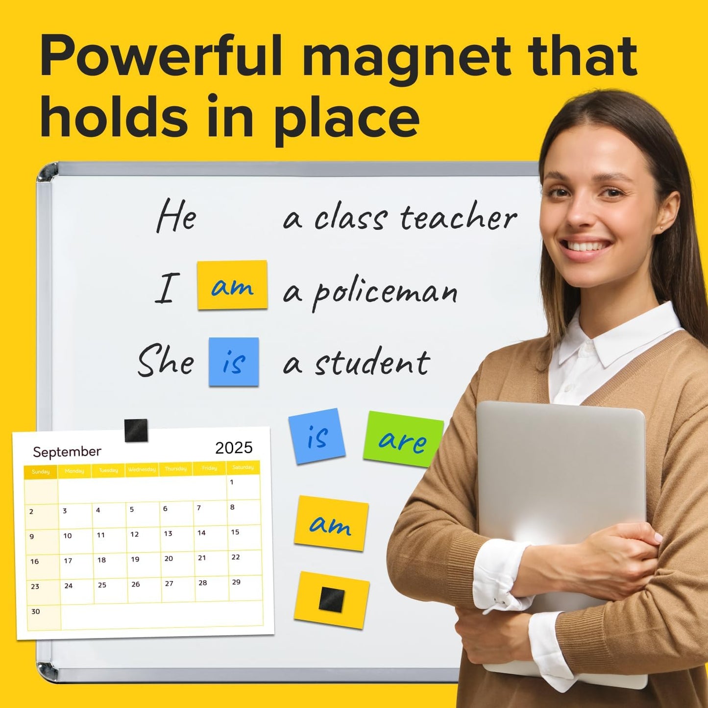 Hyper-Sticky Magnets with Adhesive Backing (300 pcs) - Strong Magnetic Squares for Whiteboard, Fridge, Crafts - Easy to Cut Stickers for Planning and Organization - Science Education Magnets