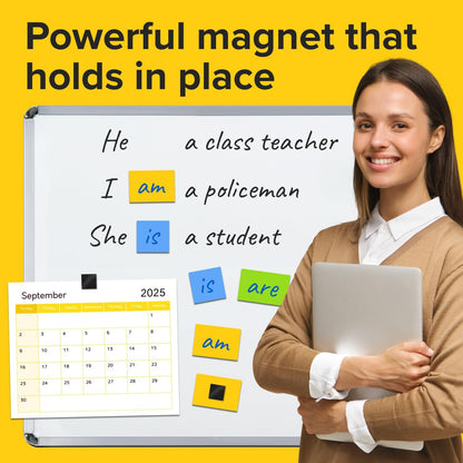 Hyper-Sticky Magnets with Adhesive Backing (300 pcs) - Strong Magnetic Squares for Whiteboard, Fridge, Crafts - Easy to Cut Stickers for Planning and Organization - Science Education Magnets
