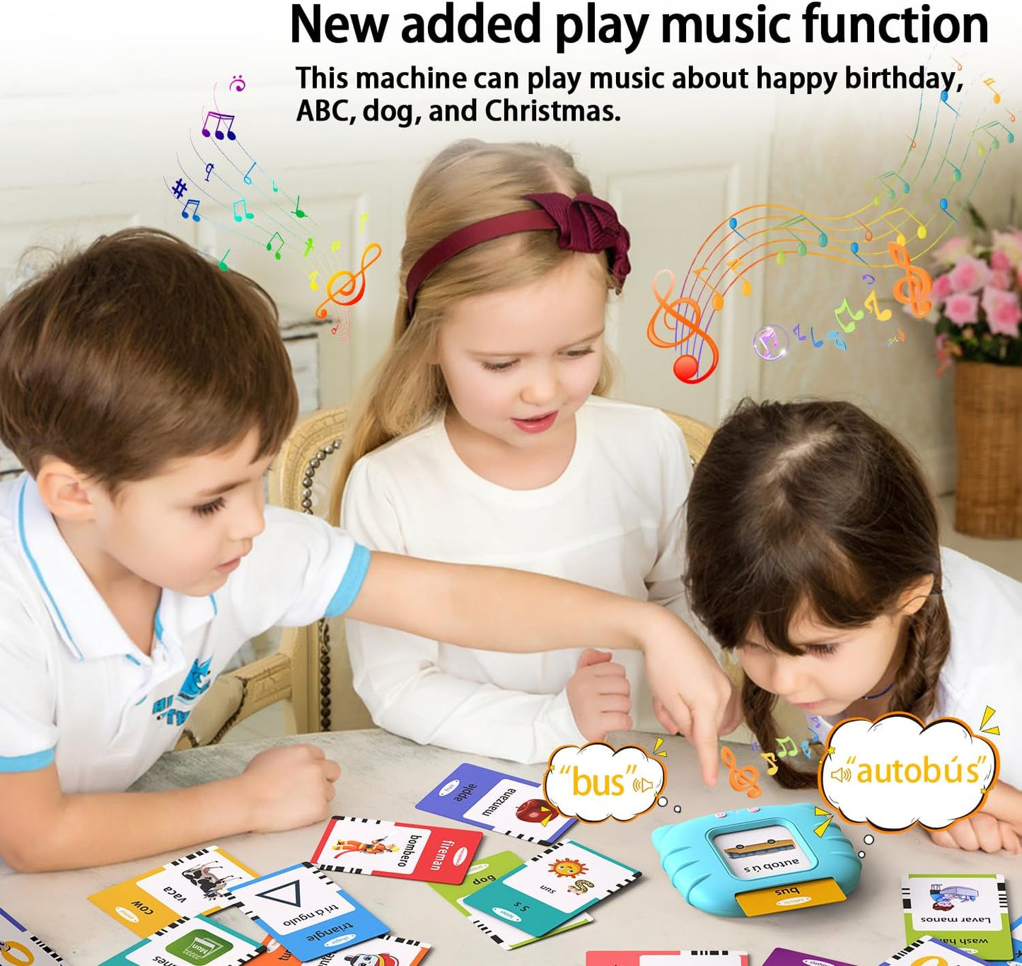 Kidzdo Educational Learning Toys for Toddlers, 540 Sight Words Talking Flash Cards with Music, Montessori Pocket Speech Therapy Toys, Teaching/Birthday Gifts for Ages 2 3 4 5 Years Old Girls (Pink)