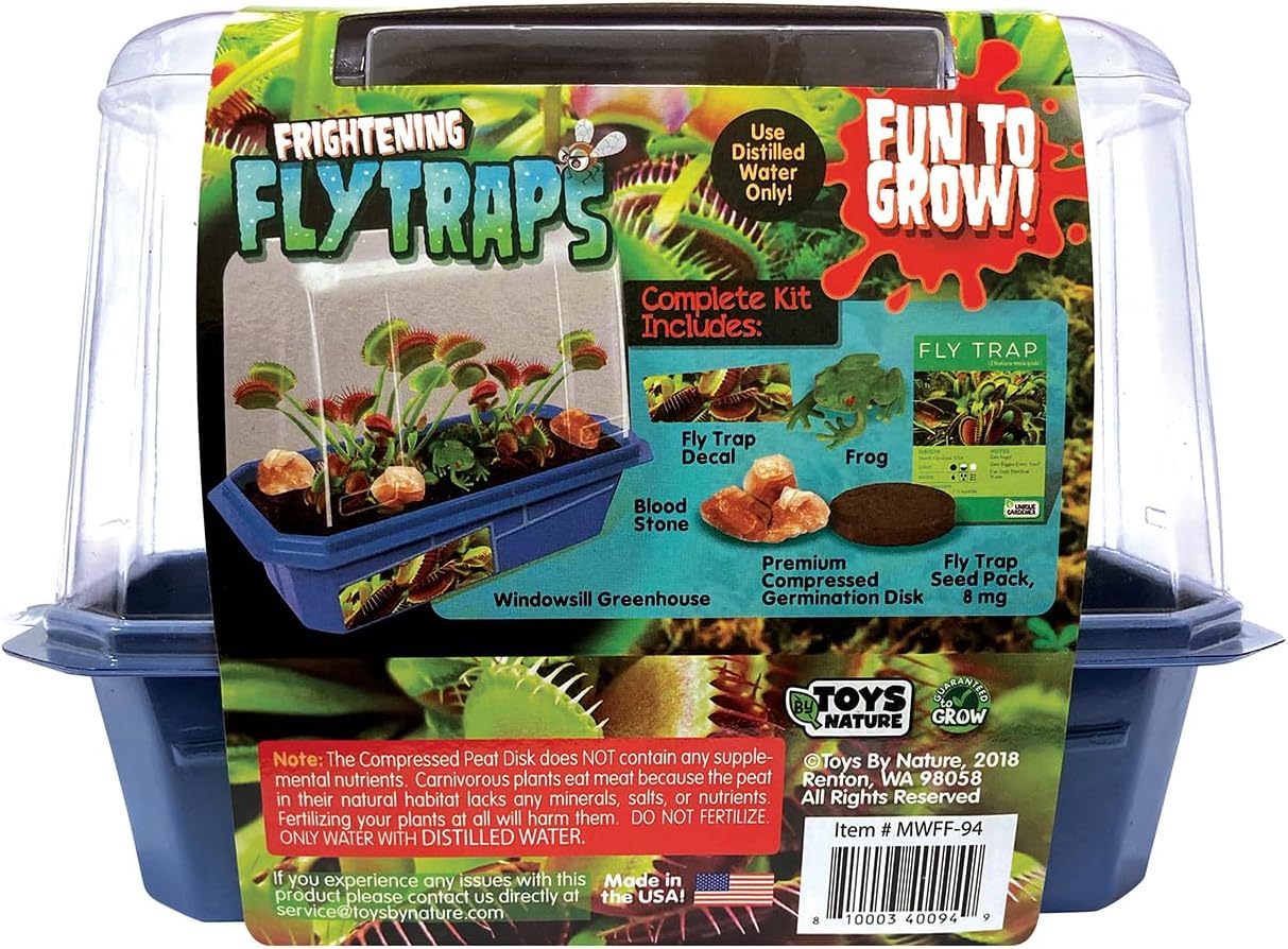 Toys By Nature Miniature Worlds Terrifying Venus Flytrap Terrarium Starter Kit for Kids and Adults, Watch Indoor Carnivorous Fly Traps Grow! Just Add Water! (Frightening Flytraps)