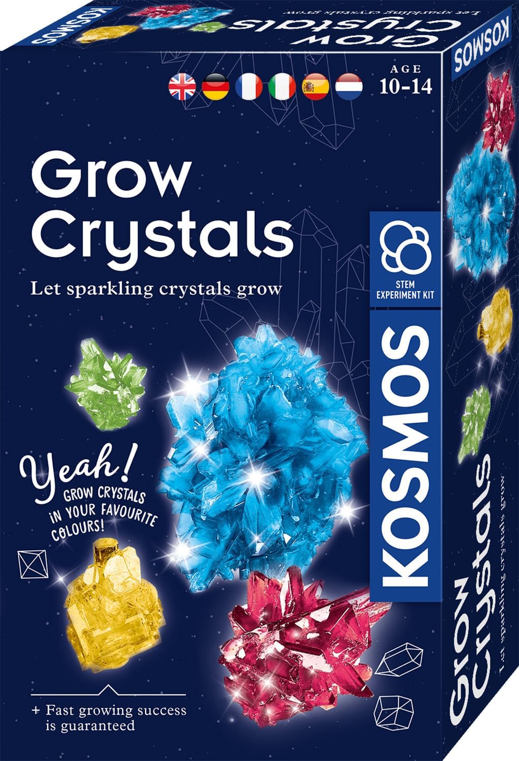 KOSMOS 616755 Grow Crystals - Crystal Growing Experience Set for Children with Multilingual Instructions (DE, EN, FR, IT, ES, NL)