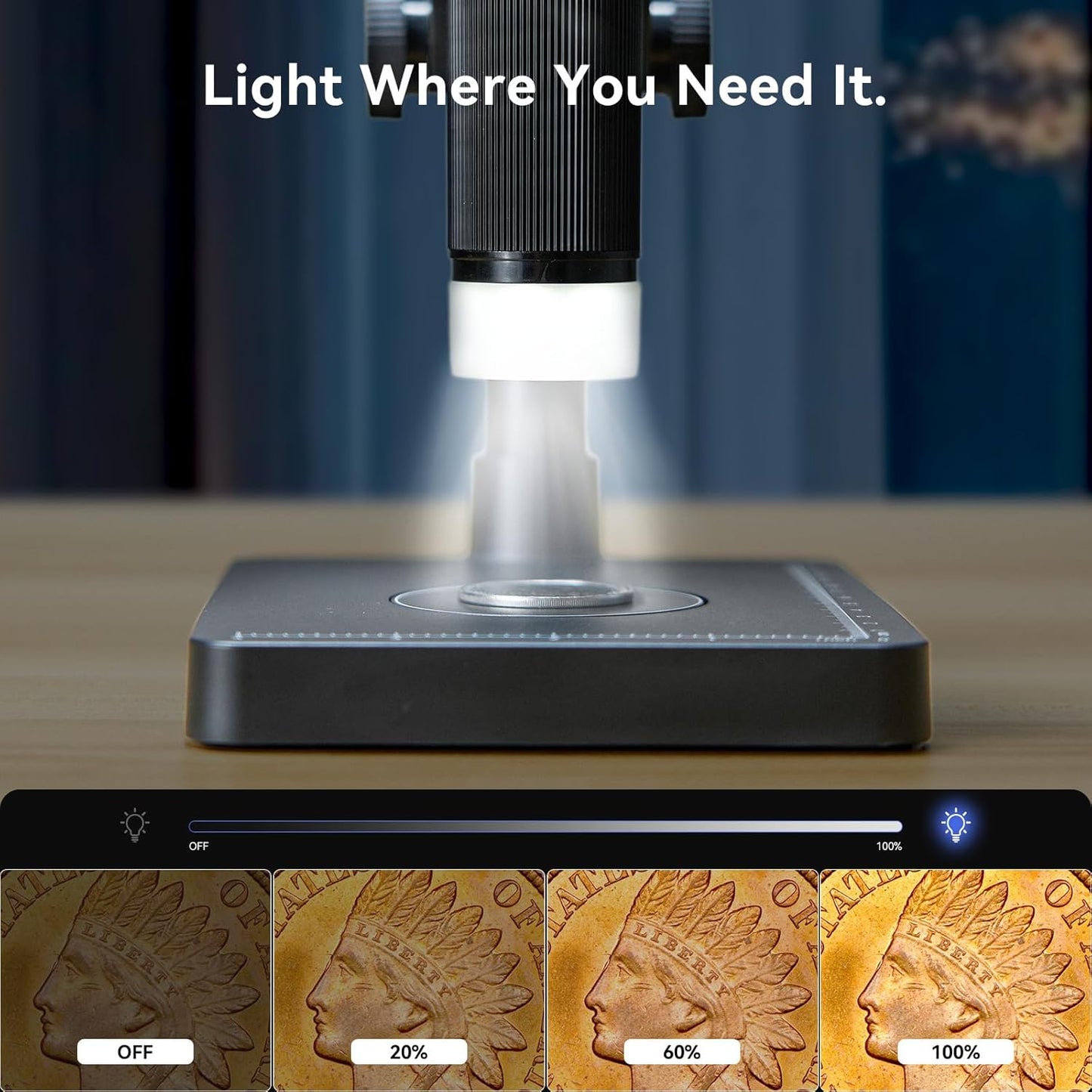 Elikliv Microscope, LCD Digital Coin Microscope 1000x, Coin Magnifier with 8 Adjustable LED Lights, PC View Compatible with Windows/MacBook, EDM4, 4.3-Inch