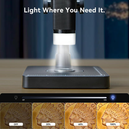 Elikliv Microscope, LCD Digital Coin Microscope 1000x, Coin Magnifier with 8 Adjustable LED Lights, PC View Compatible with Windows/MacBook, EDM4, 4.3-Inch