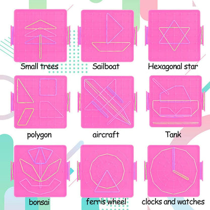 Kisangel 4pcs Nail Board Educational Pegboard, Double-Sided Geoboard Learning Tools for Elementary Math Classroom Use, 6.88X6.29 Inches