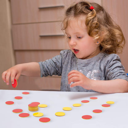 Round Math Counters,Plastic Two Color Counter Yellow Red 200 PCS, Educational Toys to Help Kids Learn