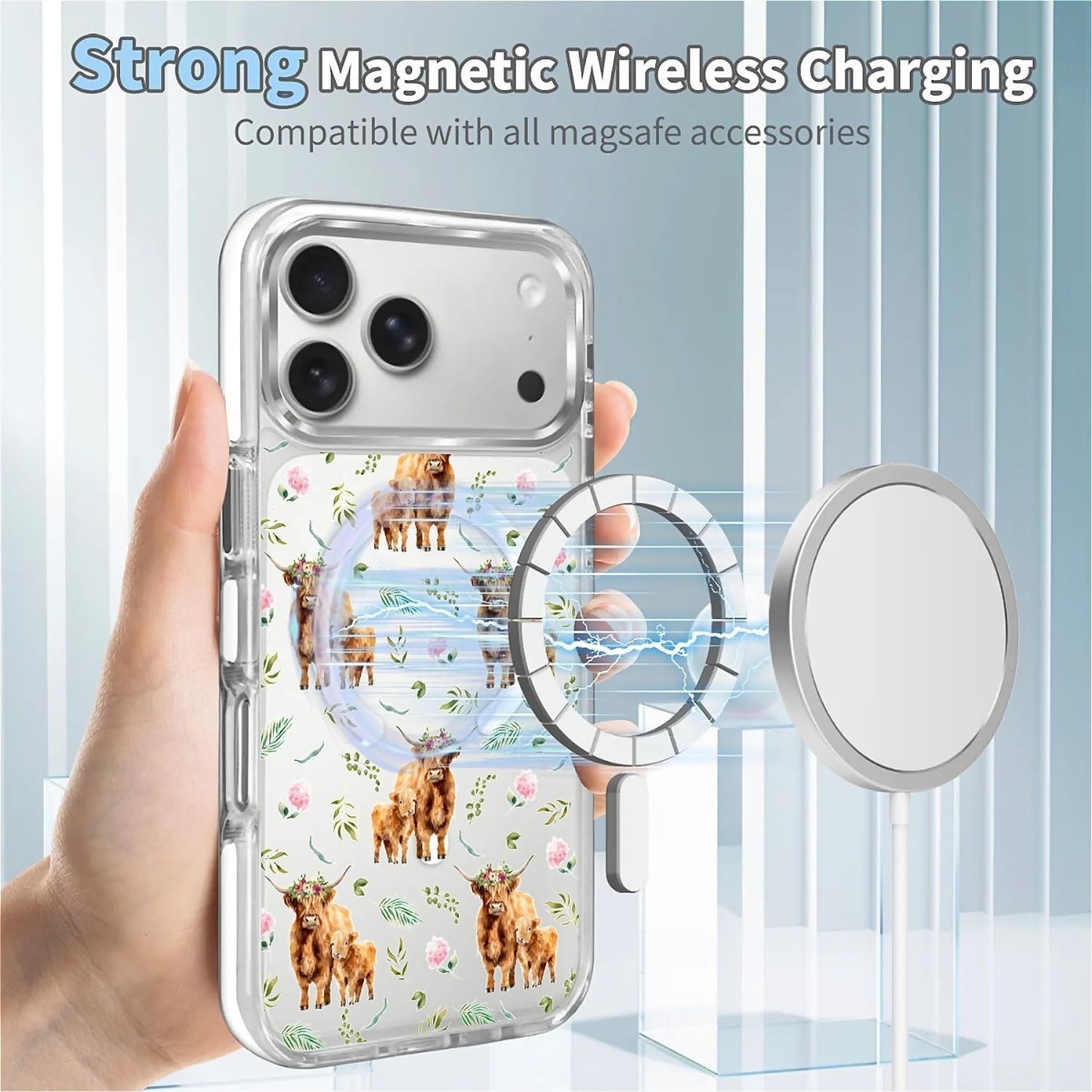 for iPhone 17 Pro Max Case [Compatible with Magsafe],Girls Women Clear Magnetic Case Silicone Shockproof Protective Cover with Pattern Colorful Motivational Letters