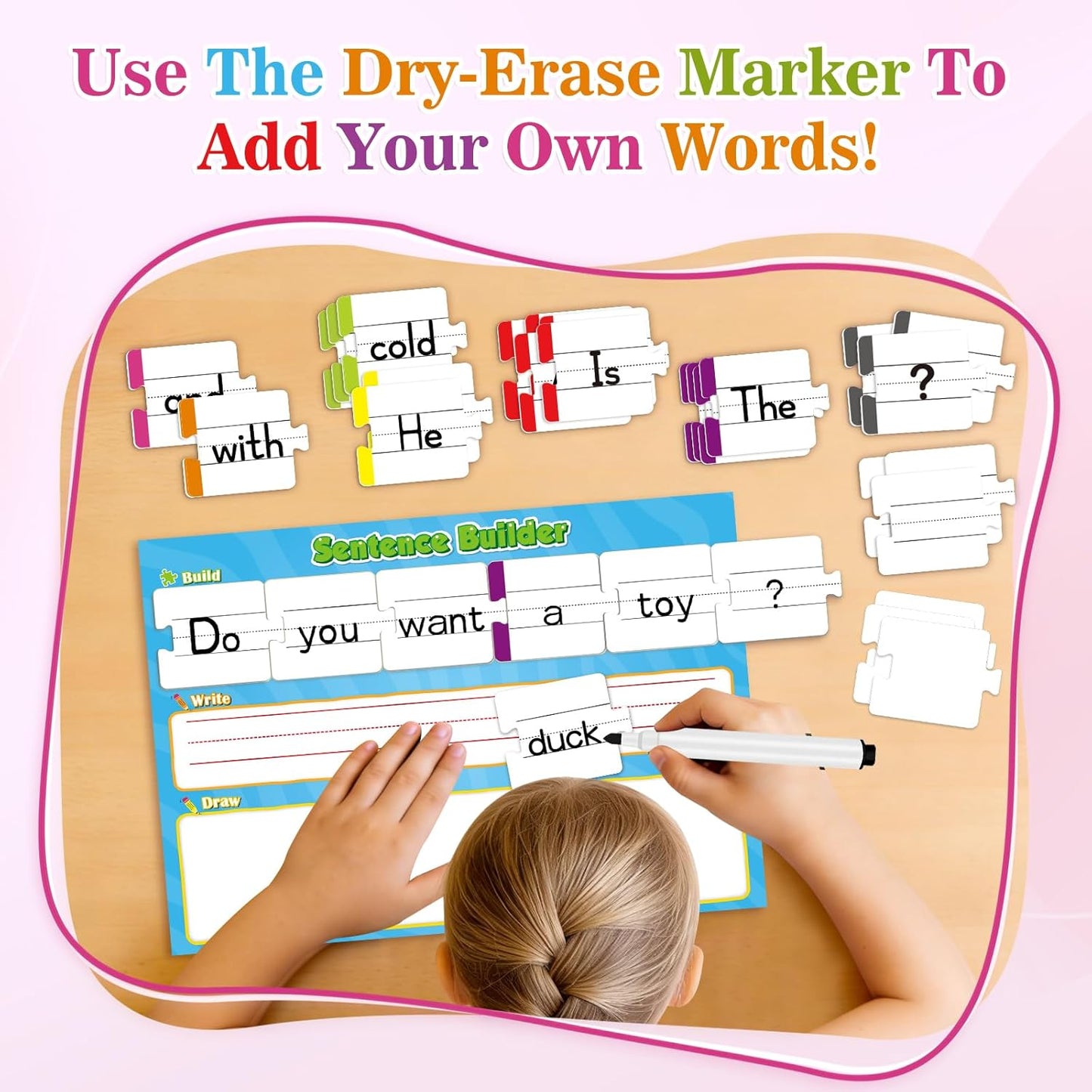 Sentence Building for Kids,Sight Word Puzzles for Kindergarten 1st 2nd Grade,Speech Therapy Materials ESL Special Education Classroom Must Haves Reading Games Learning Activities Homeschool