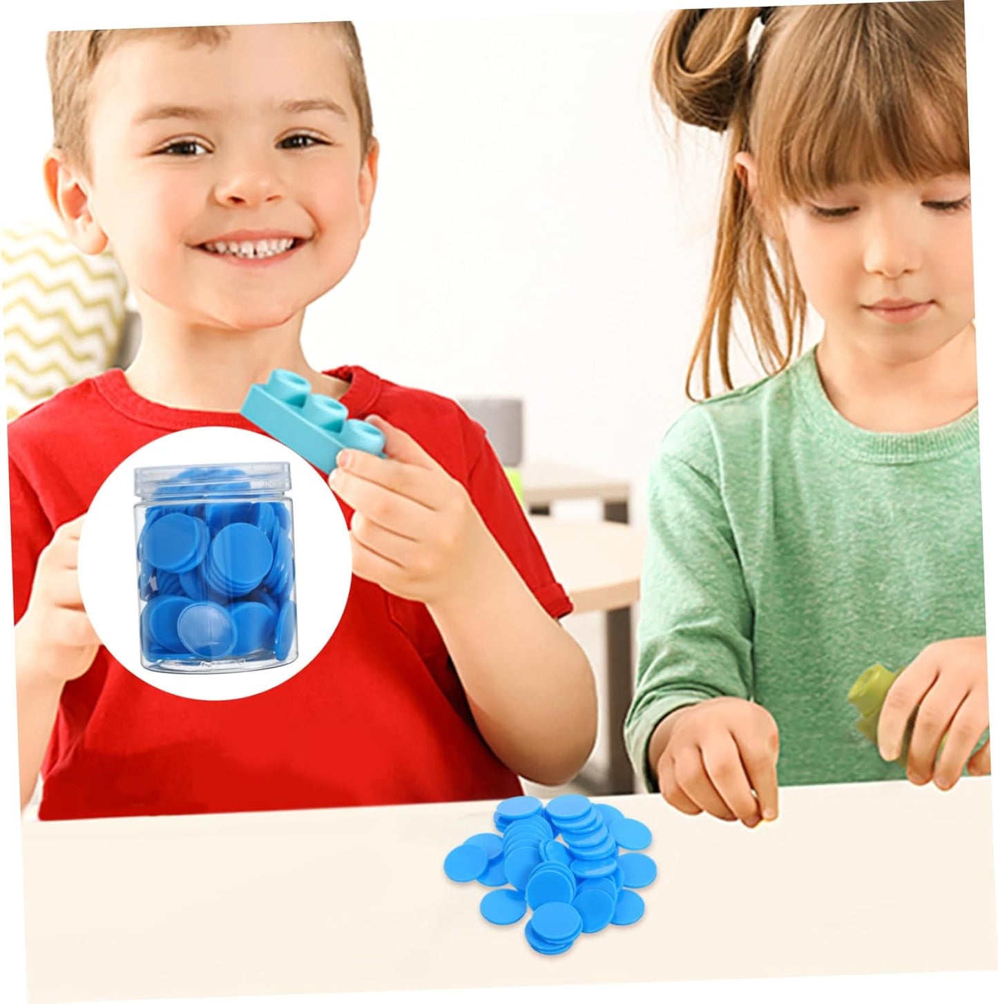 100Pcs Plastic Learning Counters Small Round Counting Chips for Math Games Educational Sorting Grouping Disks for Home School Parties