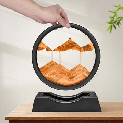 Wai Danie Moving Sand Art Picture 3D Hourglass Deep Sea Sandscape Liquid Motion Display Painting Flowing Sand Frame Relaxing Desktop Home Office Work Decor (Black, 12 Inches)