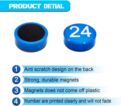 1-50 Magnetic Numbers, Magnets with Number for Dry Erase Boards, Round Number Refrigerator Magnets for Whiteboard in Home and Office (0.8" Diameter, Black)