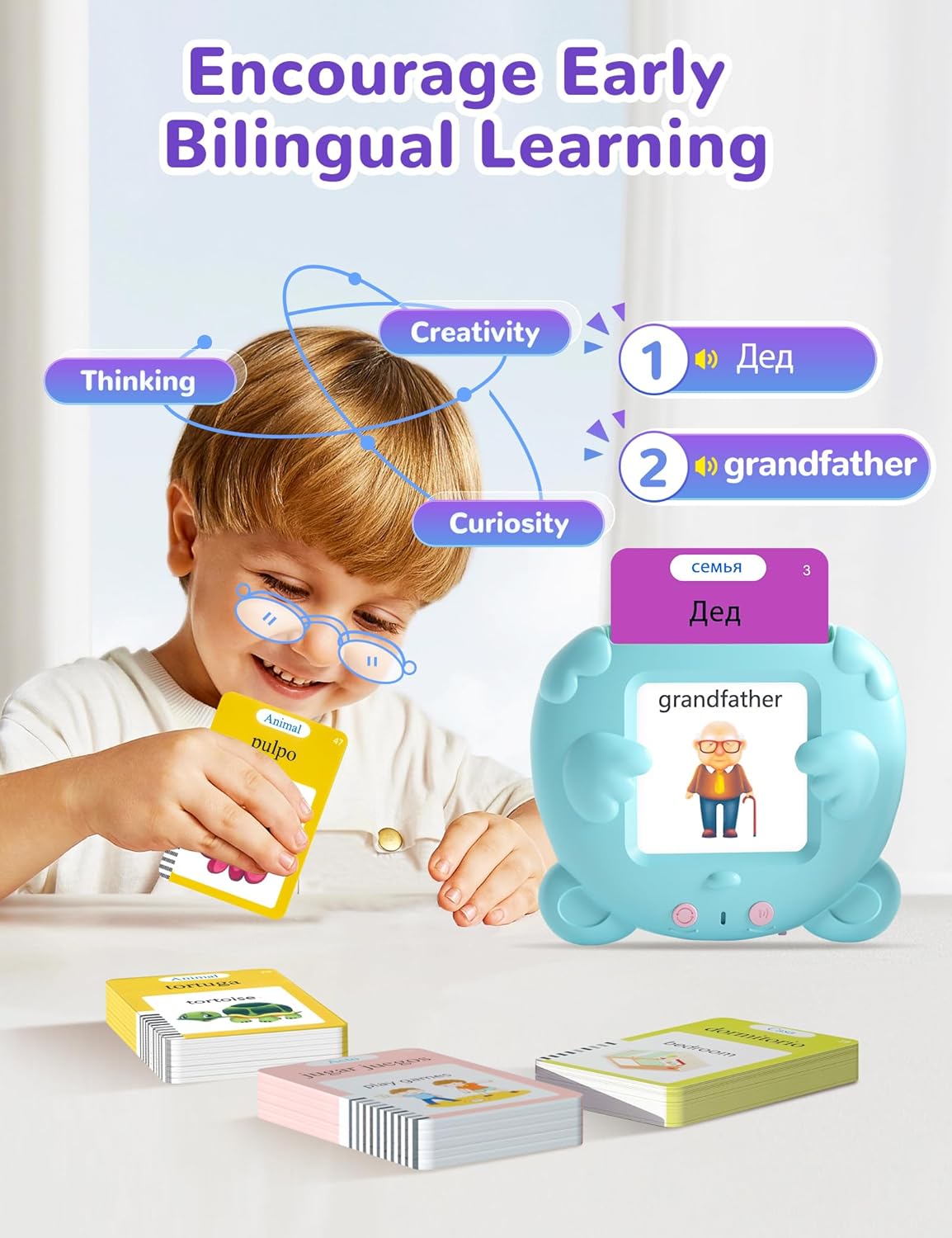 Spanish & English Talking Flash Cards for Toddlers, 510 Sight Words Bilingual Learning Toys for Children, Autism Pocket Speech Therapy Toys, Español Vocabulary Educational Flashcards
