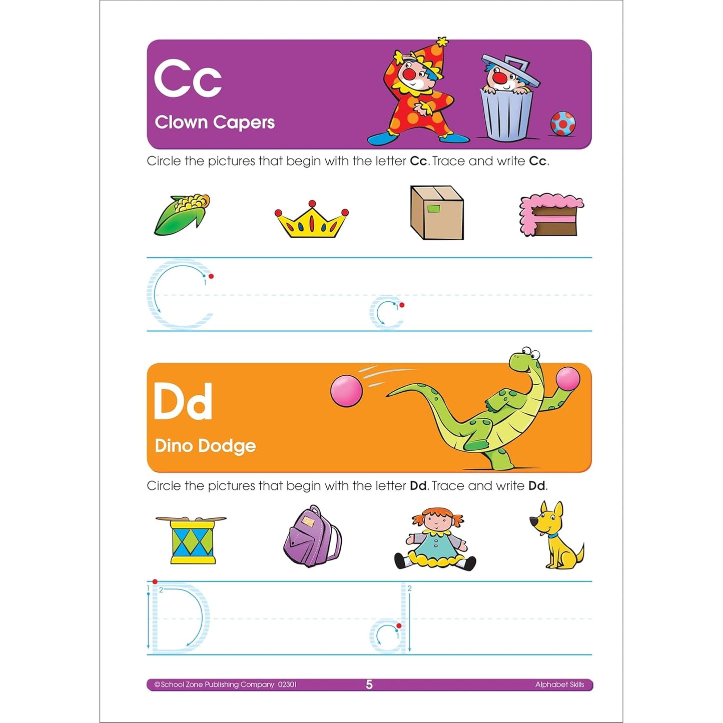 School Zone Kindergarten Scholar Workbook: 64 Pages, Alphabet, Phonics, Shapes, Patterns, Language Arts, Early Math, Counting, Addition & Subtraction, Ages 5 to 6