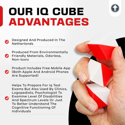 PrfcNL IQ Test Cubes (Red and White) – 9 Kohs Cubes, Practice for Block Design Test, WPPSI, WAIS IV and WISC V Tests, Montessori Educational Blocks to Improve Concentration, Coordination and Memory
