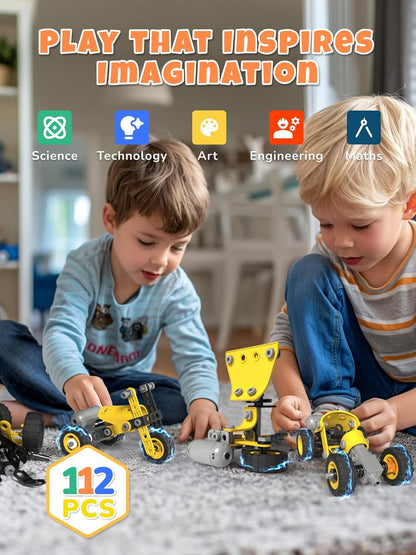 10 in 1 STEM Toys for 5 Year Old Boy, Building Toys for Kids Ages 4-8 5-7 6-8, STEM Engineering Construction Kit with Electric Motor, Educational Science Gift for 5 Year Old Boys