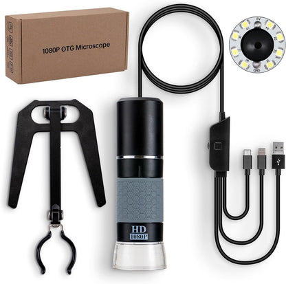 USB Microscope Compatible with iPhone Android Phone Tablet and Windows Mac PC, HD 1080P Wired Digital Microscope Camera for Adults and Kids